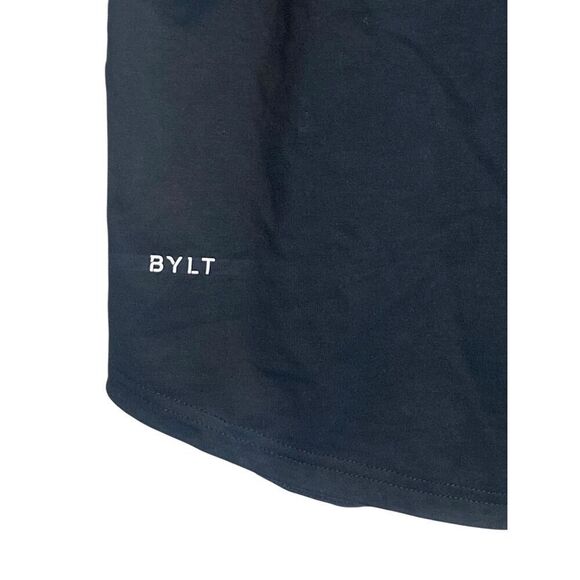 BYLT Basics Drop-Cut Henley Shirt XL Short Sleeve Navy Blue Lux Cotton Blend - Picture 2 of 5